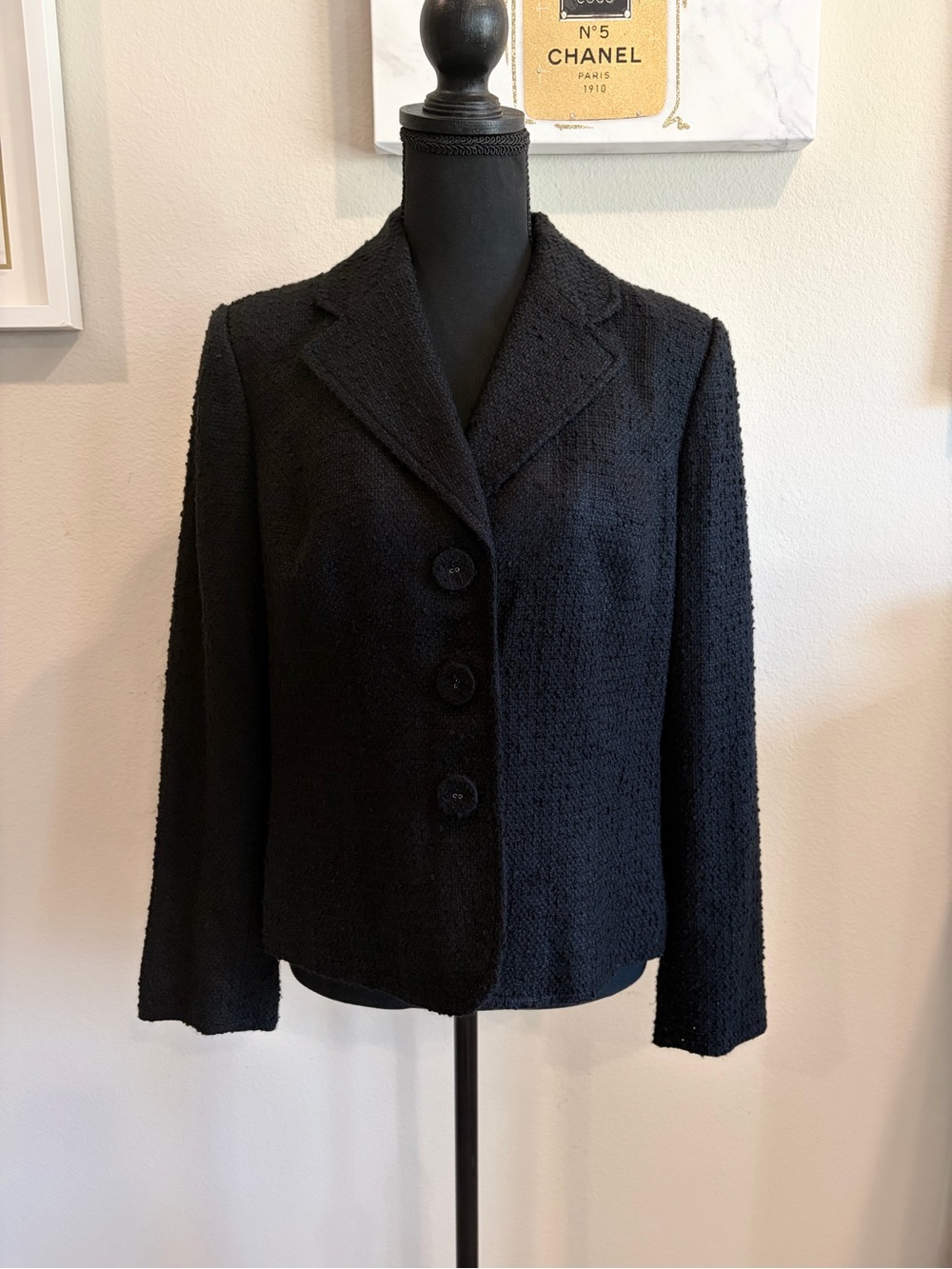 Studio by Liz Claiborne Black Charcoal Textured Blazer Petite 12P EUC✨